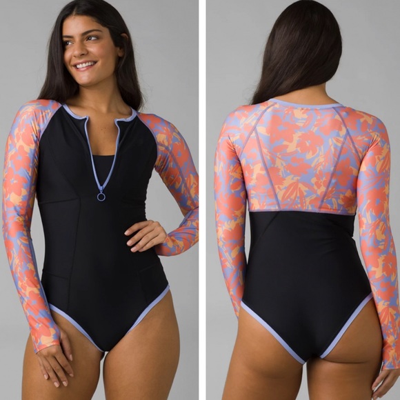Prana Other - PRANA NWT MCKAYLA ONE PIECE SWIMSUIT IN BLACK COLORBLOCK MORNING GLORY MED LARGE